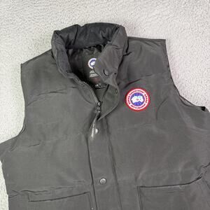 Canada Goose 4151M Garson Vest Jacket Mens Large Black Duck Down Coyote Fur